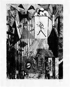 瑛九・銅版画　「SCALE II」より 45.楽士