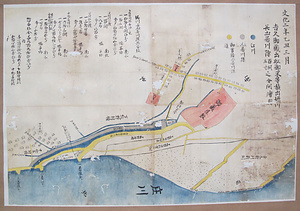 吉久御蔵出船御米等積出堀川并土居川除百間五寸之分間絵図