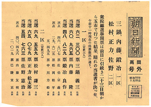 「朝日新聞（高岡）」号外（昭和33年5月23日付）