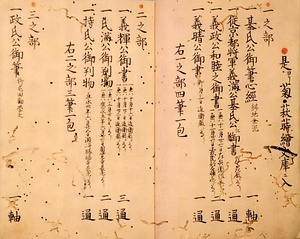 喜連川文書　当家重宝並系図箪笥入記（天明元年目録）