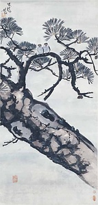 白頭偶老図（大松鳥）