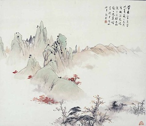 秋山紅葉図