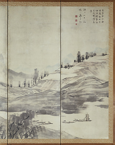 倣王蒙山水図
