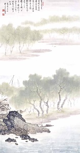 漁村煙雨図