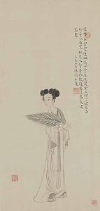 白描仕女図